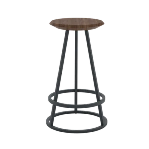 Le tabouret de bar Gustave, d'inspiration Eiffel, allie une structure métallique épurée à une assise en bois circulaire pour un poids étonnement léger. Assise : Noyer massif naturel Piètement : Métal gris ardoise mat.